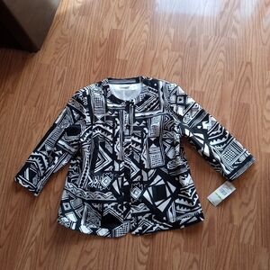 NWT Alfred Dunner Size 18W Jacket Black White design lined
